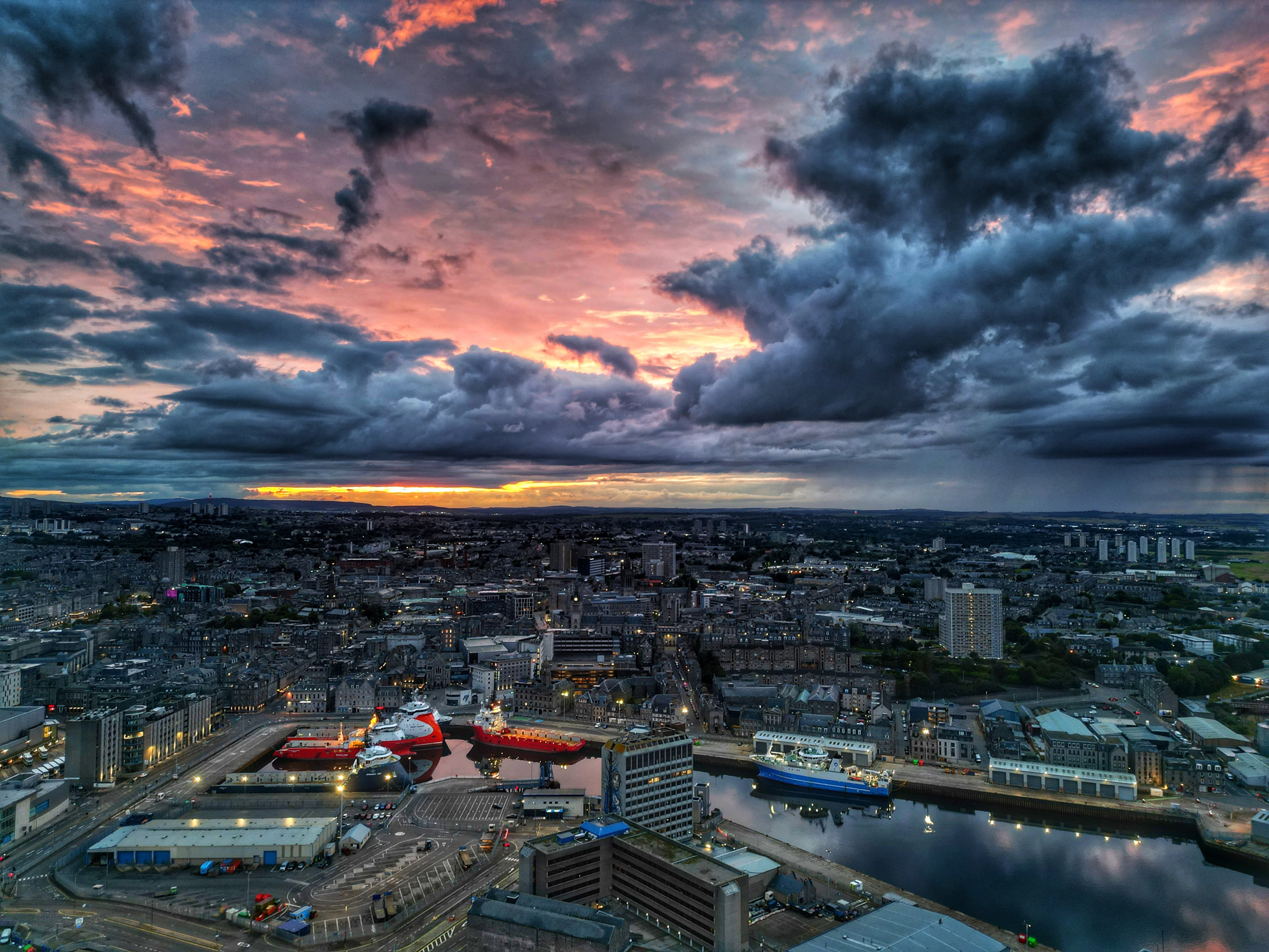Aberdeen city at sunset